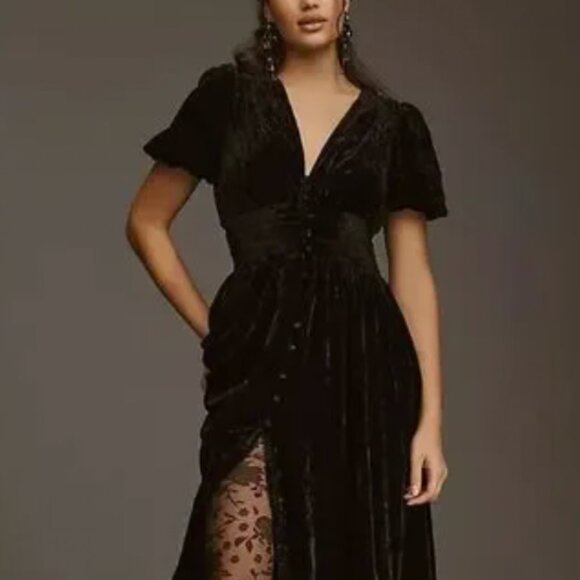 Anthropologie Dresses & Skirts - New with tags Anthropologie Katerina Maxi Dress- Black Velvet, Sz 4- Retail $178